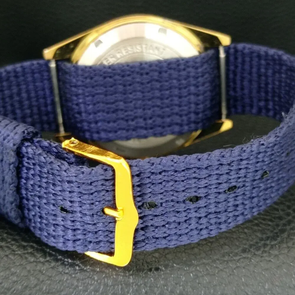 Vintage 1983 Citizen Automatic Mens Gold Watch W/daydate & Blue accents